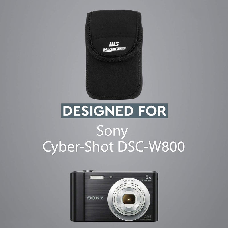 MegaGear Ultra Light Neoprene Camera Case, with Carabiner Compatible with Sony Cyber-Shot DSC-W800 - Black - Image 5